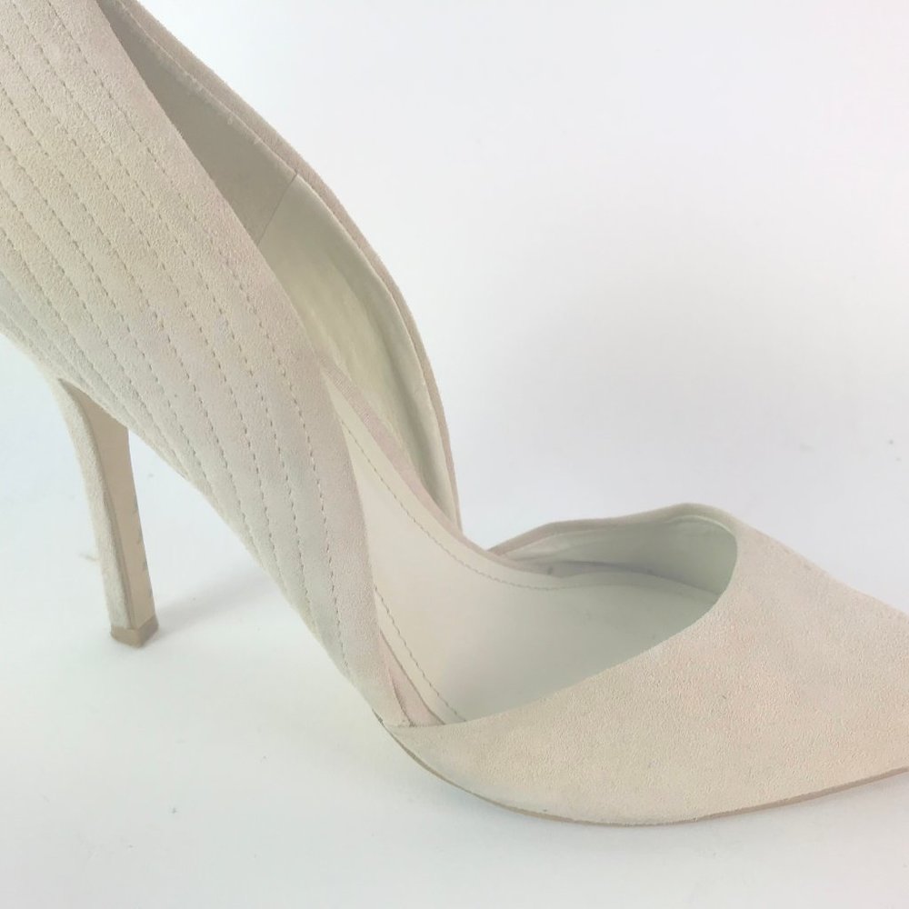 BCBG Suede Champagne Cut Away Pumps